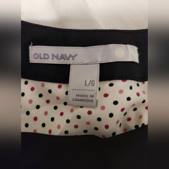 Old Navy Black White Pink Polka Dot Tank Top With Side Bow At Hip Large - Picture 8 of 11